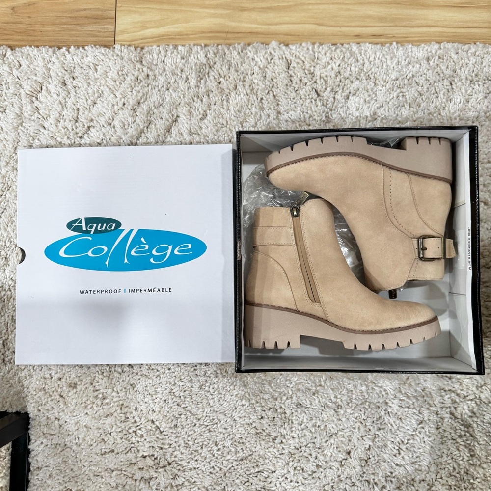 Women’s Aqua College Waterproof Suede Ankle Boots - Beige - Size 7 (Macy’s)